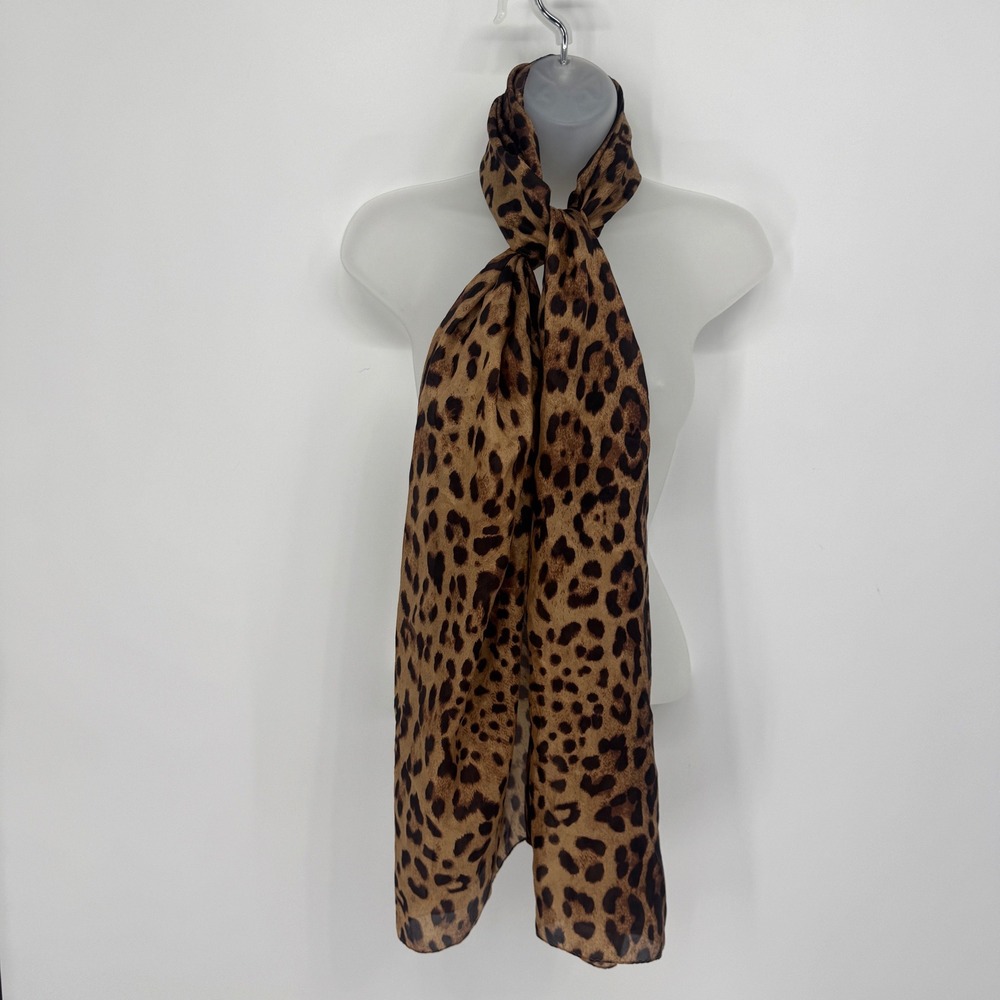 D.NUE Leopard Print Silk Scarf Women OS Animal Print Luxury Old Money Chic Glam